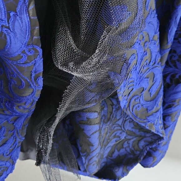 BRIAN BAILEY | Jacquard gown dress strapless hi-lo lace royal blue black sz 12 - Picture 6 of 8